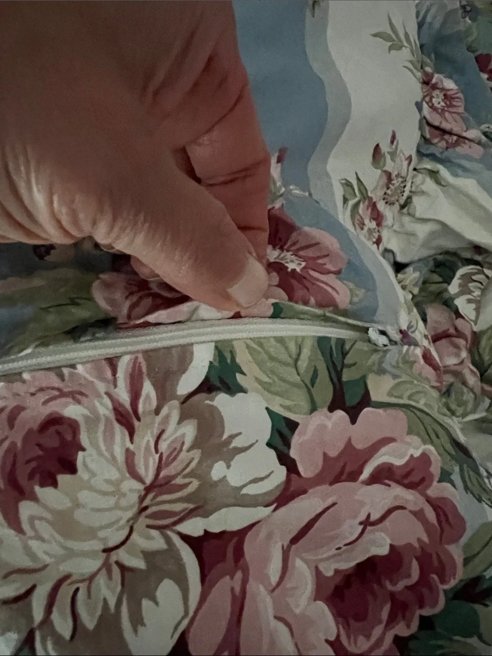 Ethan Allen Custom Bedding Shams Floral Strip Victorian Cottagecore Shabby Chic